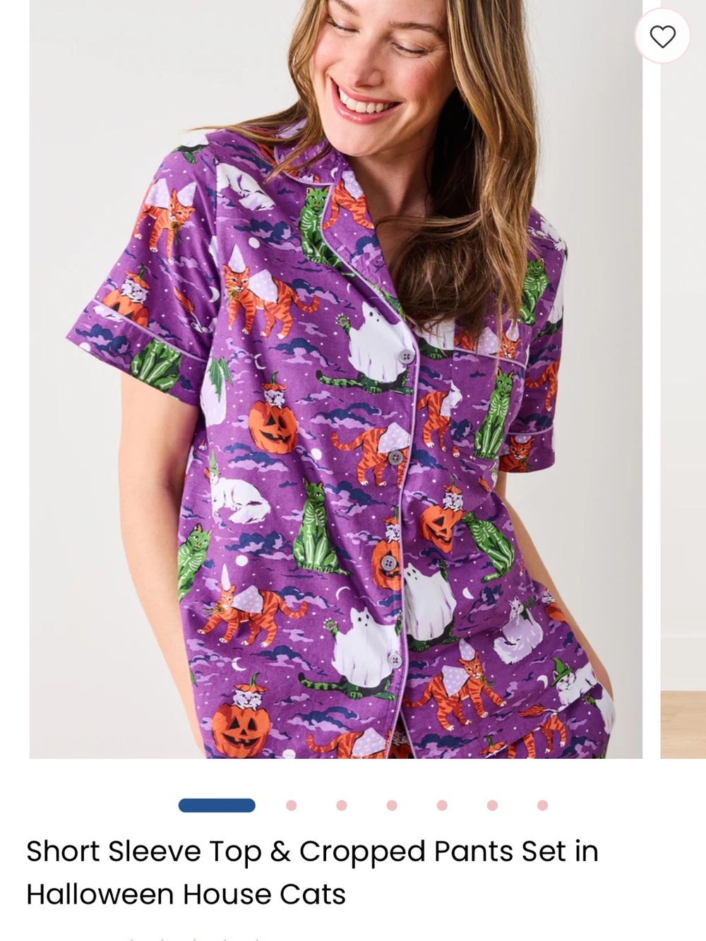 Printfresh Purple Halloween Cats Short Sleeve Pajama Set